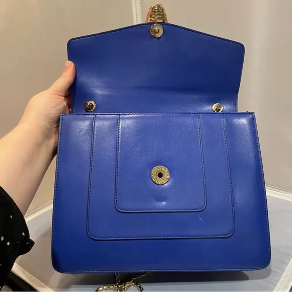 EUC Bvlgari Calfskin Leather Serpenti Forever Crossbody Blue Bag Purse Authentic - Picture 7 of 15